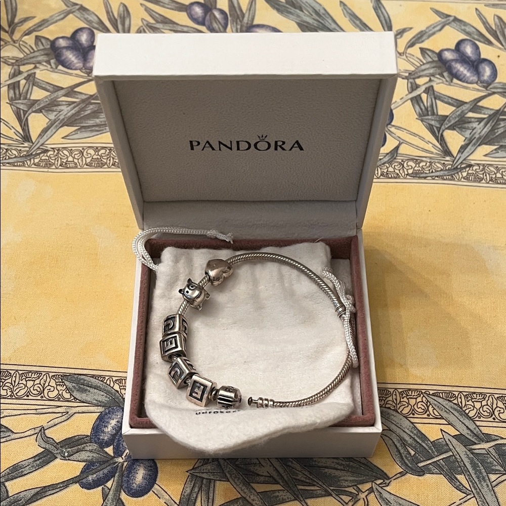 Pandora Silver Charm Bracelet with Intricate Details
